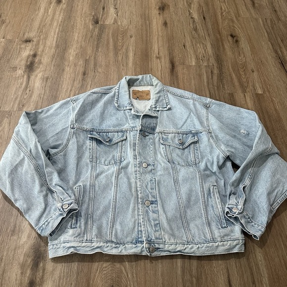 Vintage 90s GAP Denim‎ Trucker Jacket Mens Size XL Boxy Light Wash USA